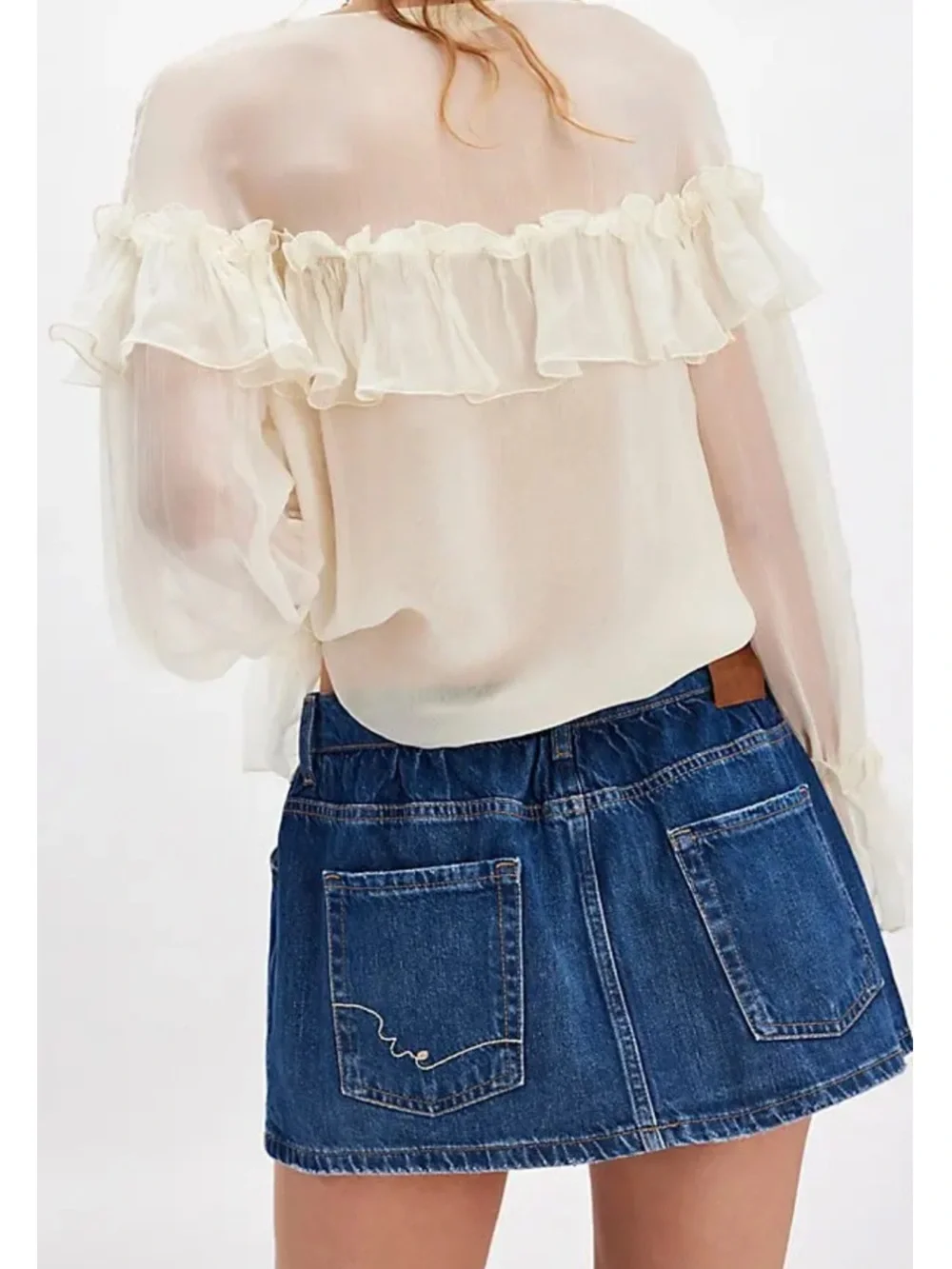 Free People Demi Denim Skort We The Free Mood Ring Blue Mini Skirt Cotton 24 NEW